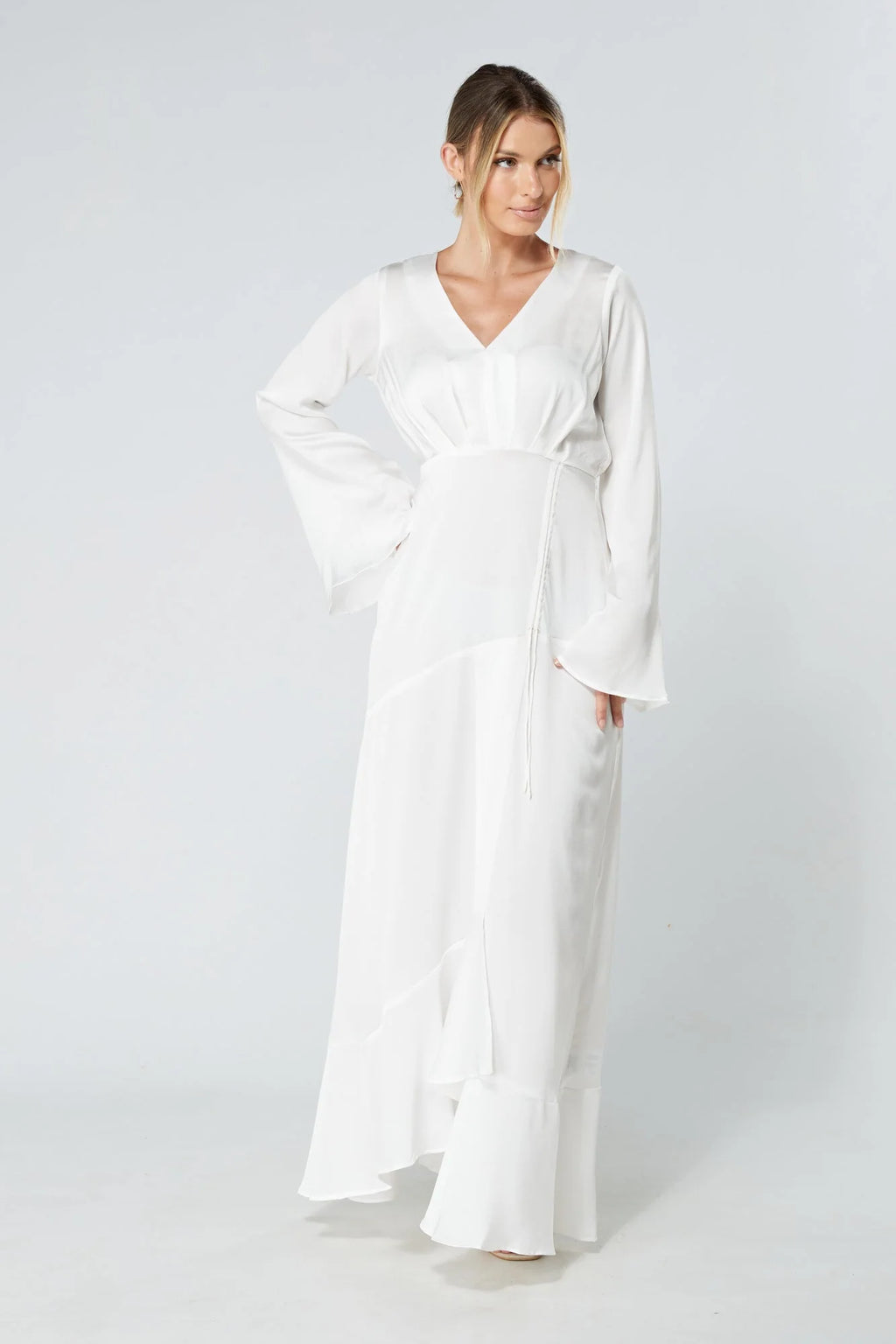 Lucia Kimono Sleeves Maxi Dress White