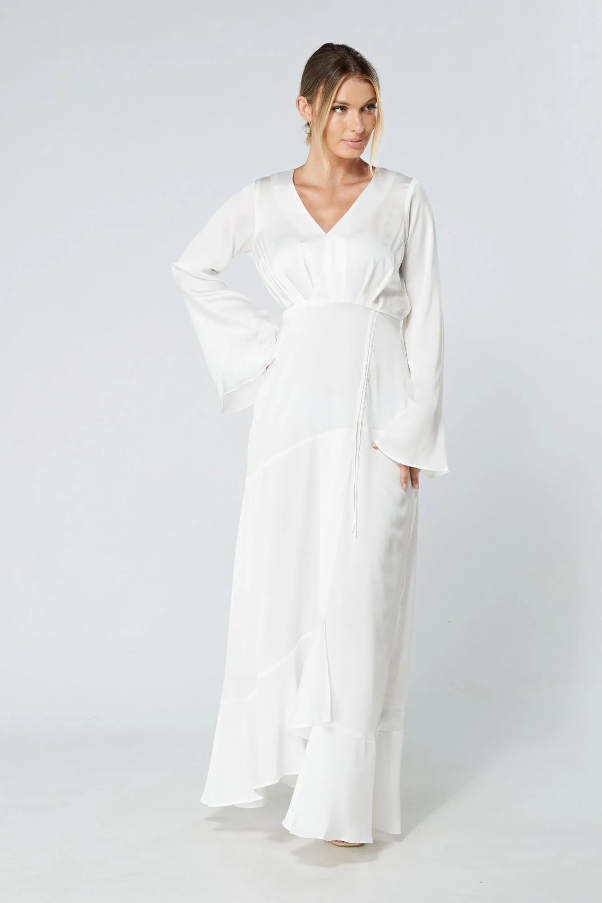 Lucia Kimono Sleeves Maxi Dress White