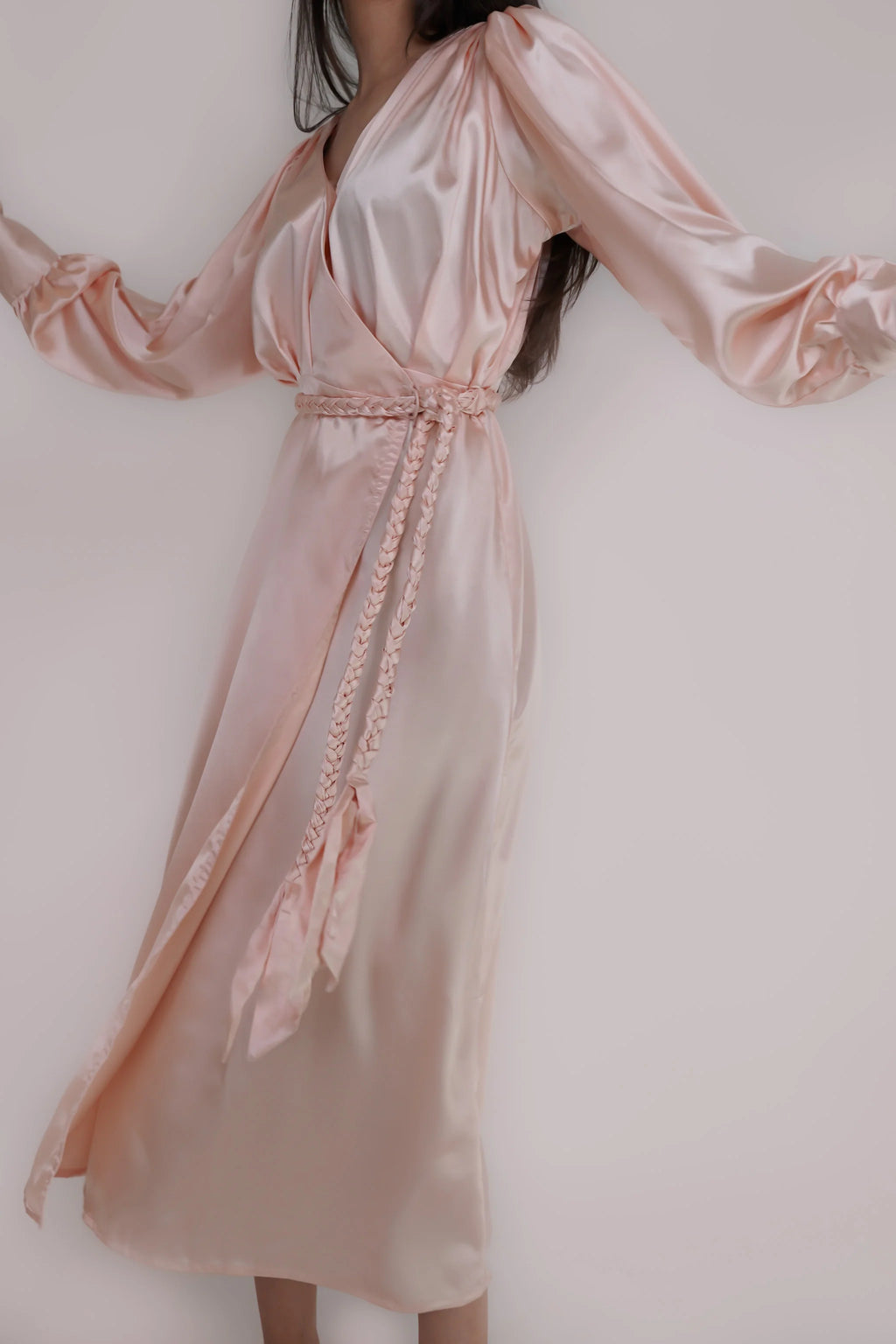 Rosana rose pink satin wrap dress