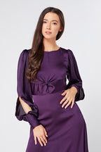 Lila Purple Knotted Front Soft Crepe Maxi Dress