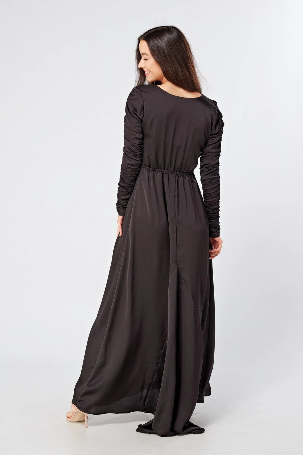 Ella Black Crepe Maxi Dress