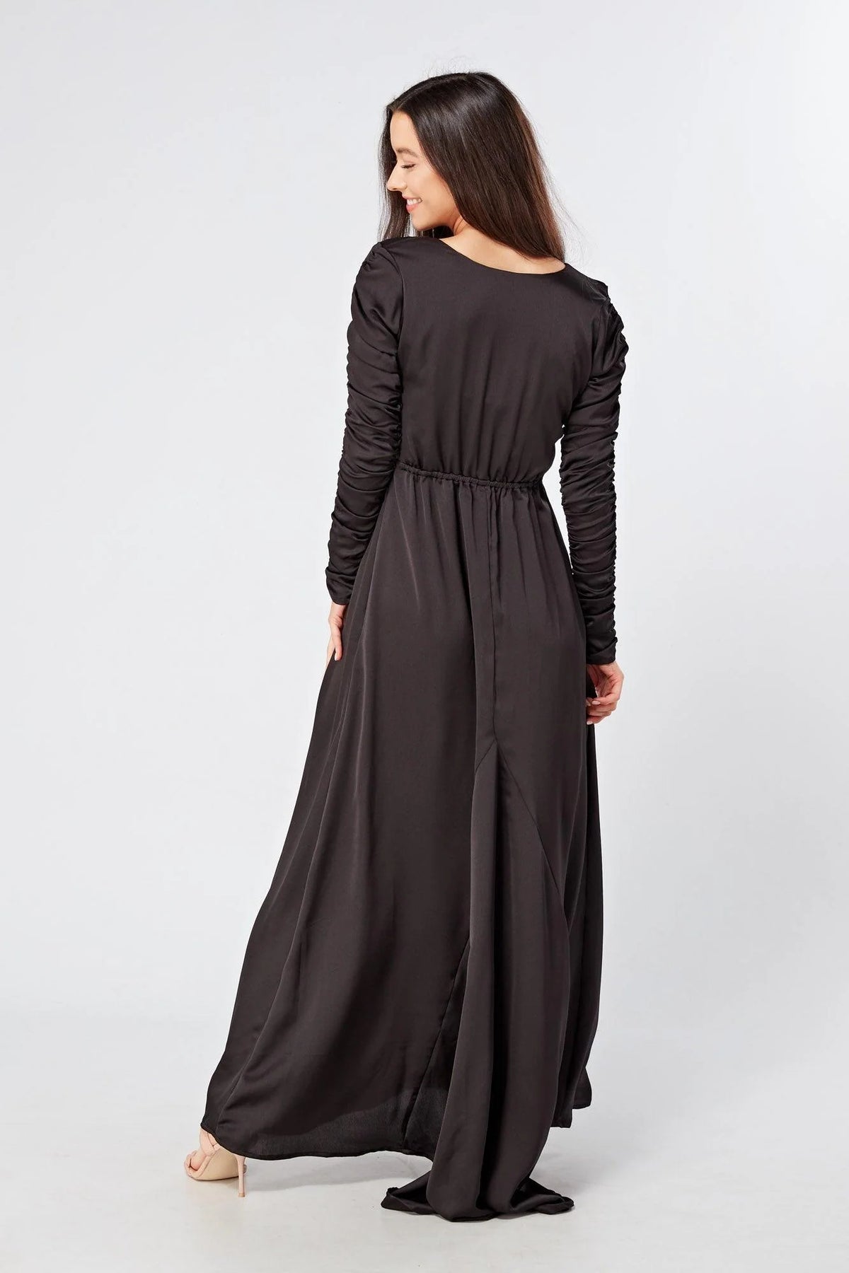 Ella Black Crepe Maxi Dress