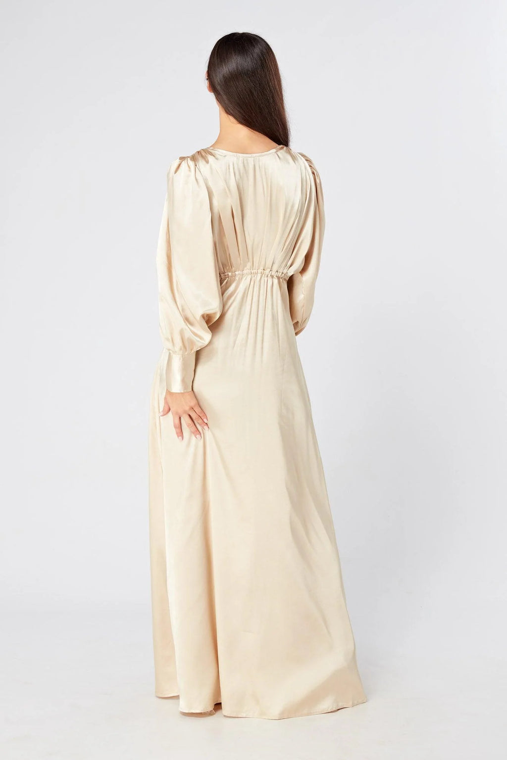 Gabriella Ivory Cream Maxi Satin Dress