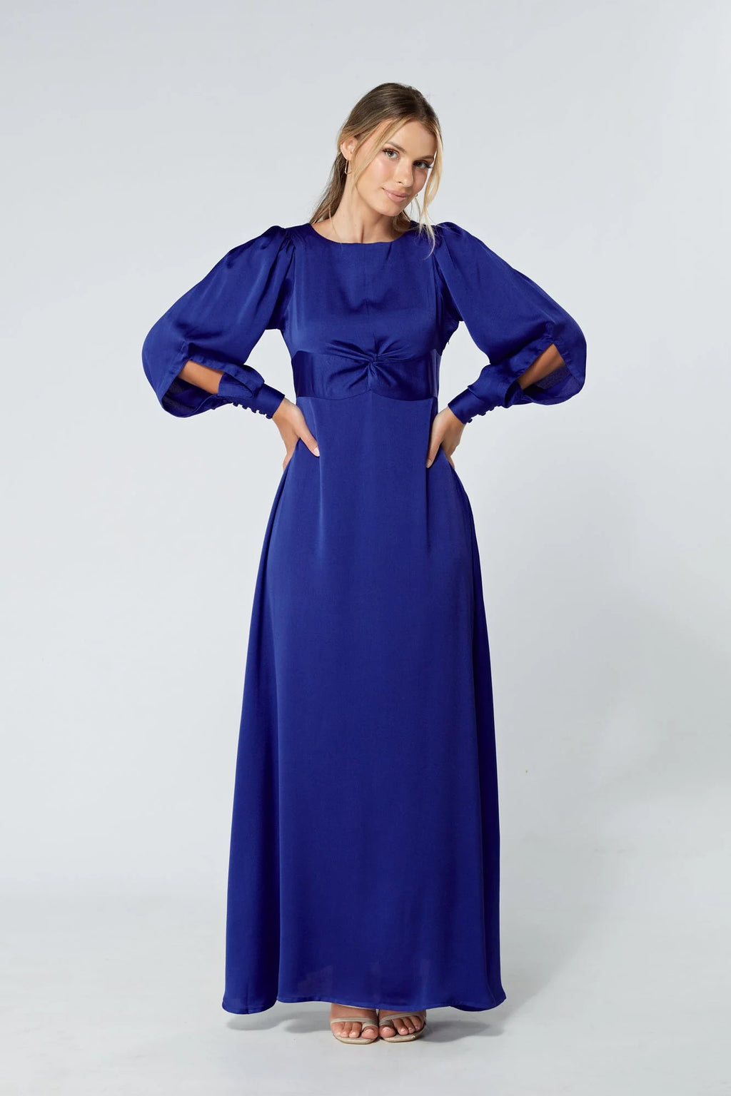 Lila Cobalt Blue Knotted Front Maxi Dress