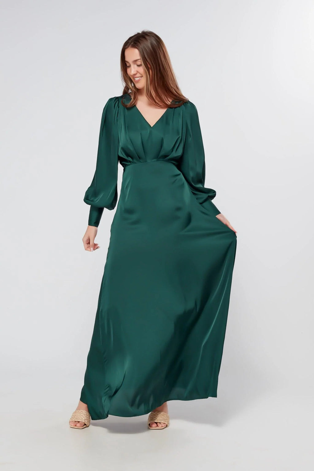 Layla Emerald Green Satin Maxi Dress