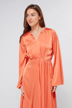 Ophelia Peachy Orange Luxury Satin Maxi