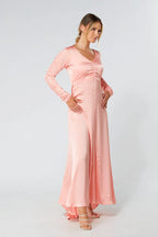 Ella Blush Nude Crepe Maxi Dress