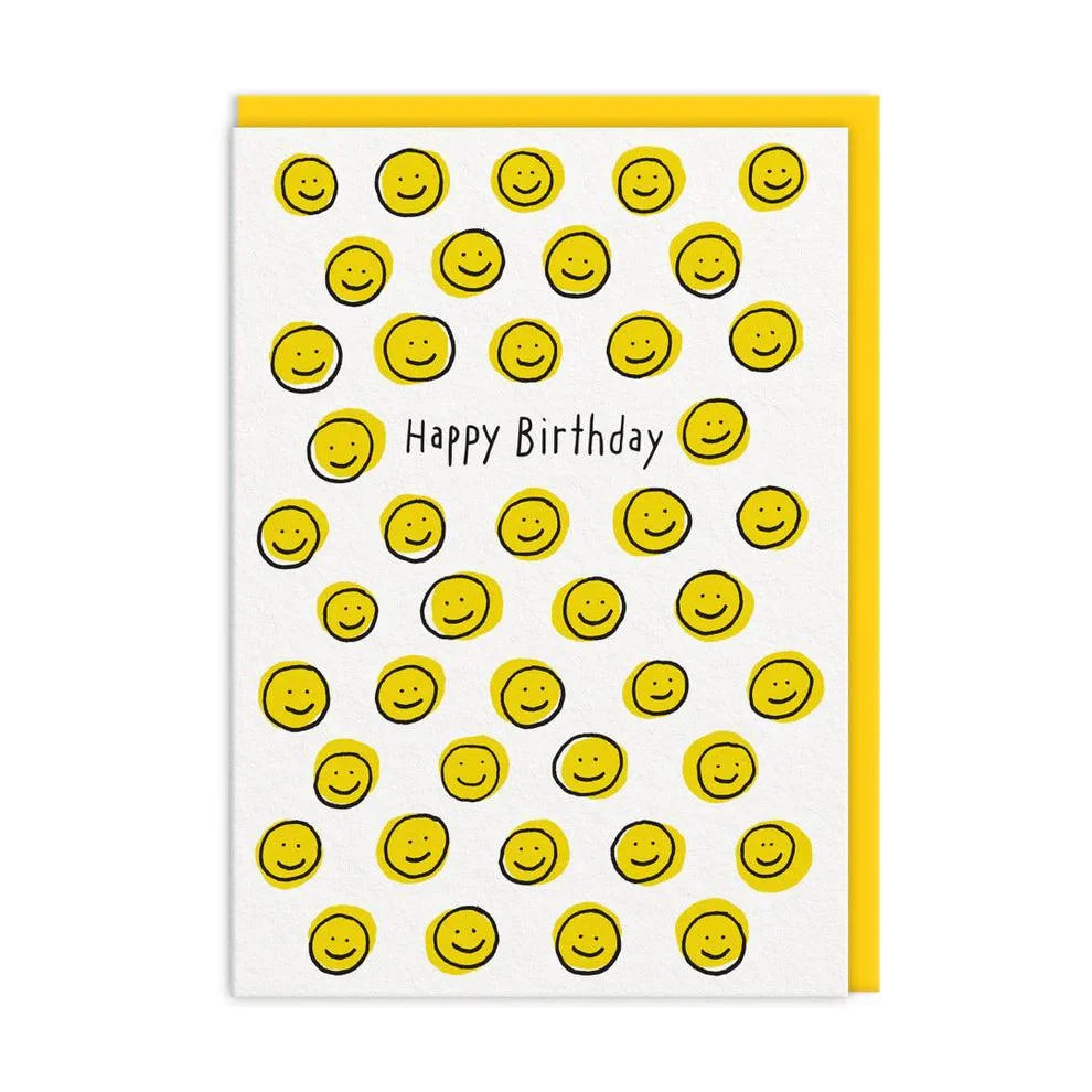 Yellow Happy Icon Birthday Card