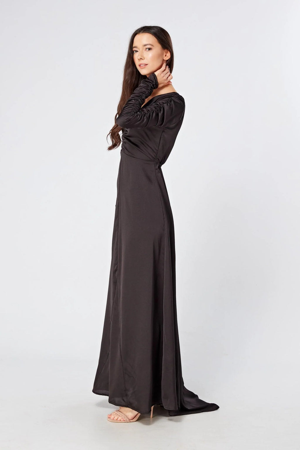 Ella Black Crepe Maxi Dress