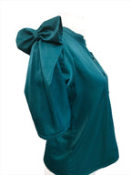 Sia teal green bow sleeves top