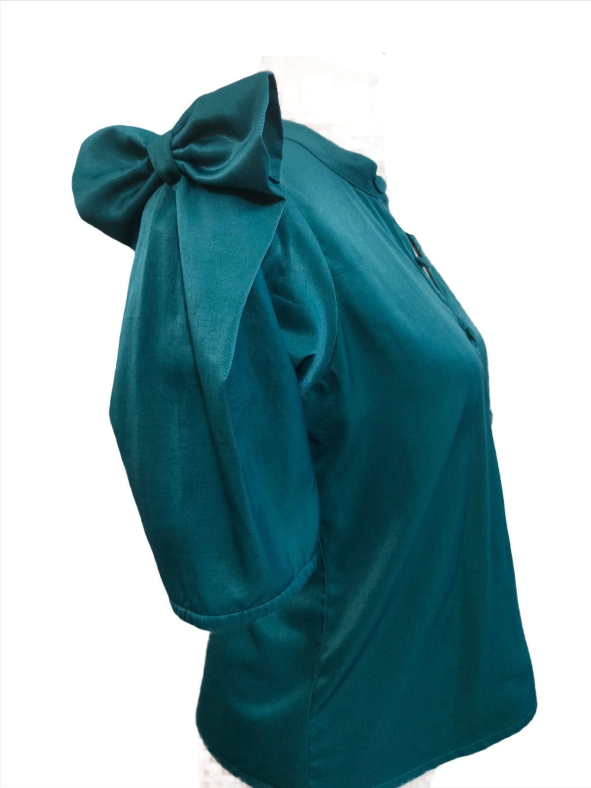 Sia teal green bow sleeves top