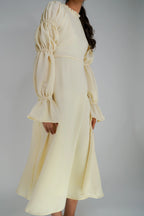 Samara Yellow Puff Sleeves Midi Dress