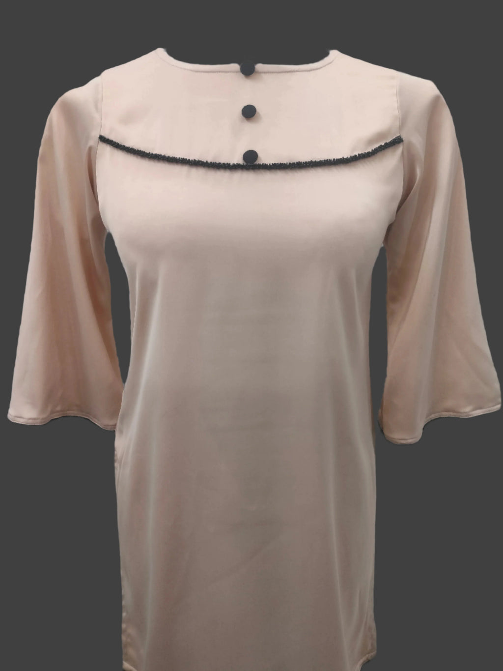 Nisha Beige Black Premium Satin Kameez