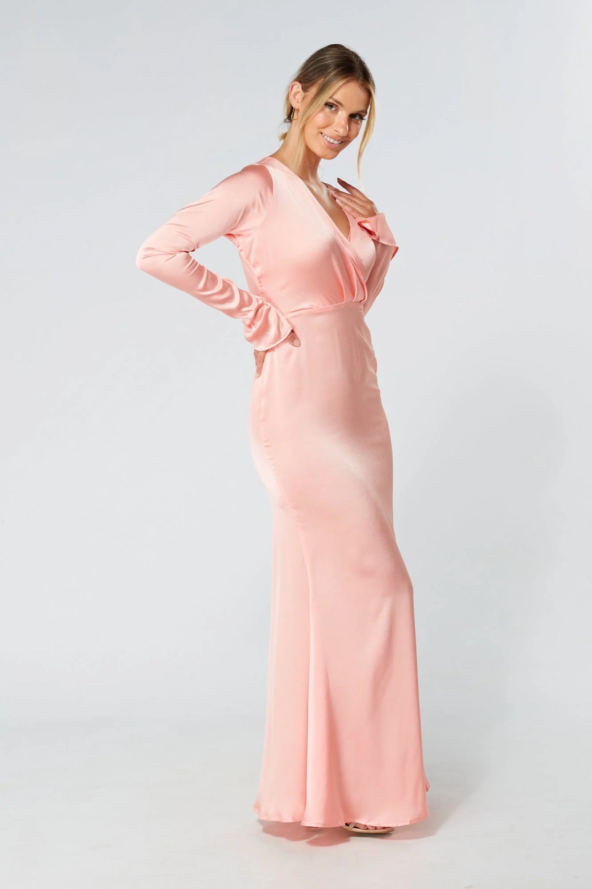 Alessandra Blush Satin Crepe Maxi Dress