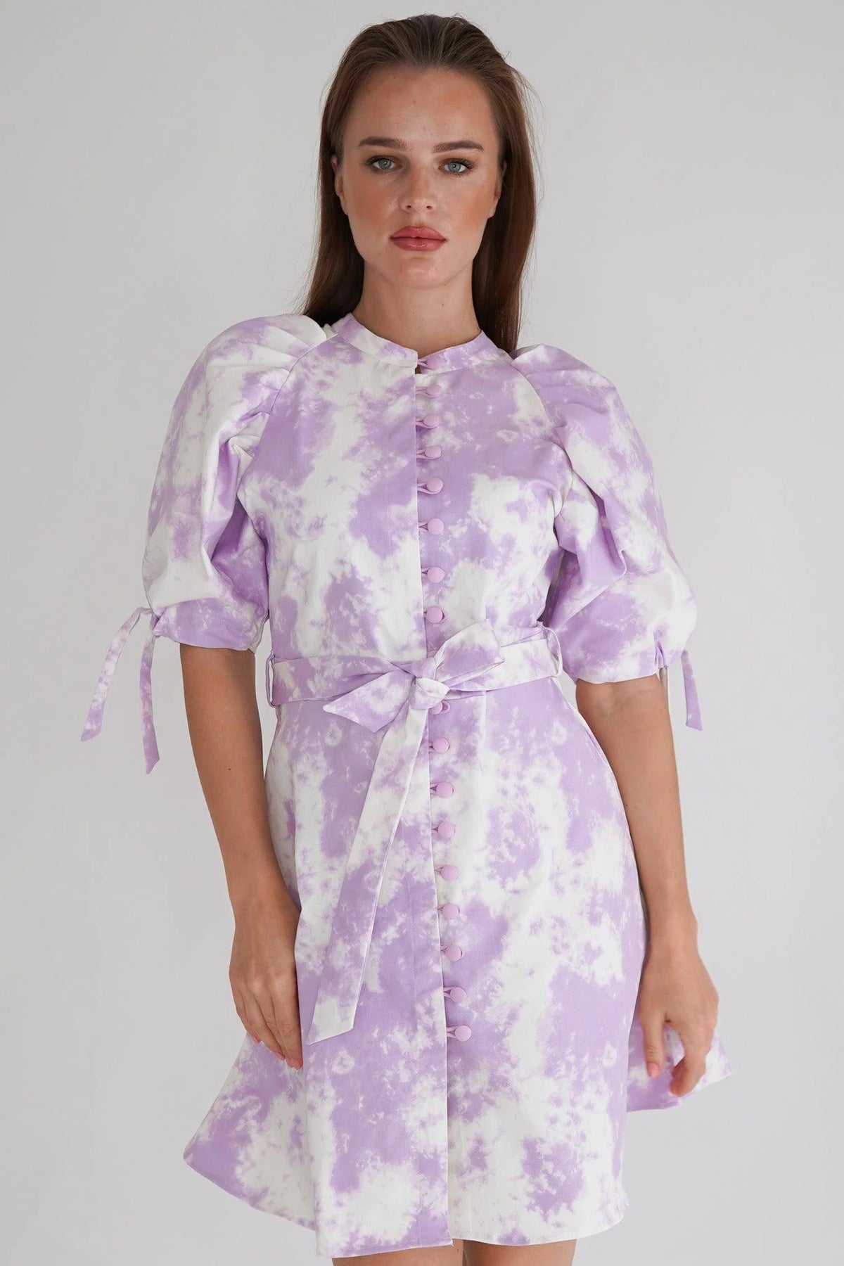 Mila Purple And White Light Denim Mini Dress