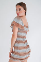 Roxy Glitter Bronze Silver Ombre Mini Dress