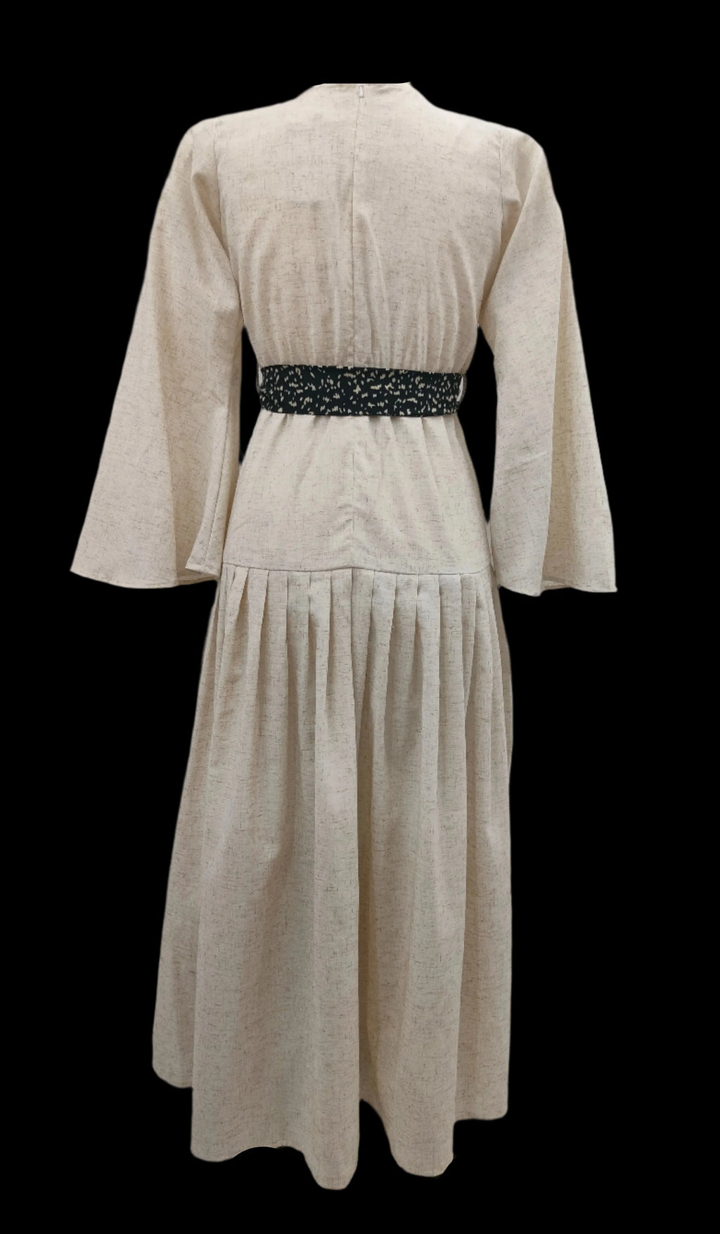 Edna Off White Maxi Dress With Black Belt