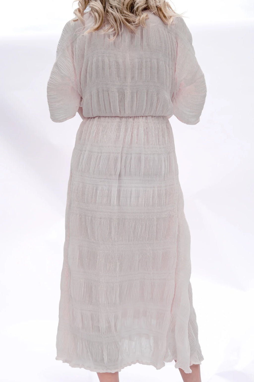 Rosie light beige maxi dress with wide sleeves