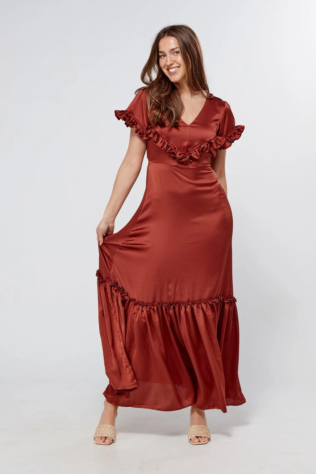 Safira Dark Copper Maxi Dress