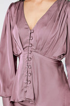 Elisa Lilac Pink Satin Buttoned Blouse