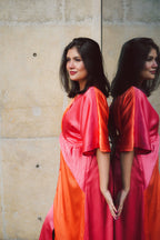 Aurora Pink Orange Midaxi Dress