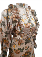 Soha floral frilled top