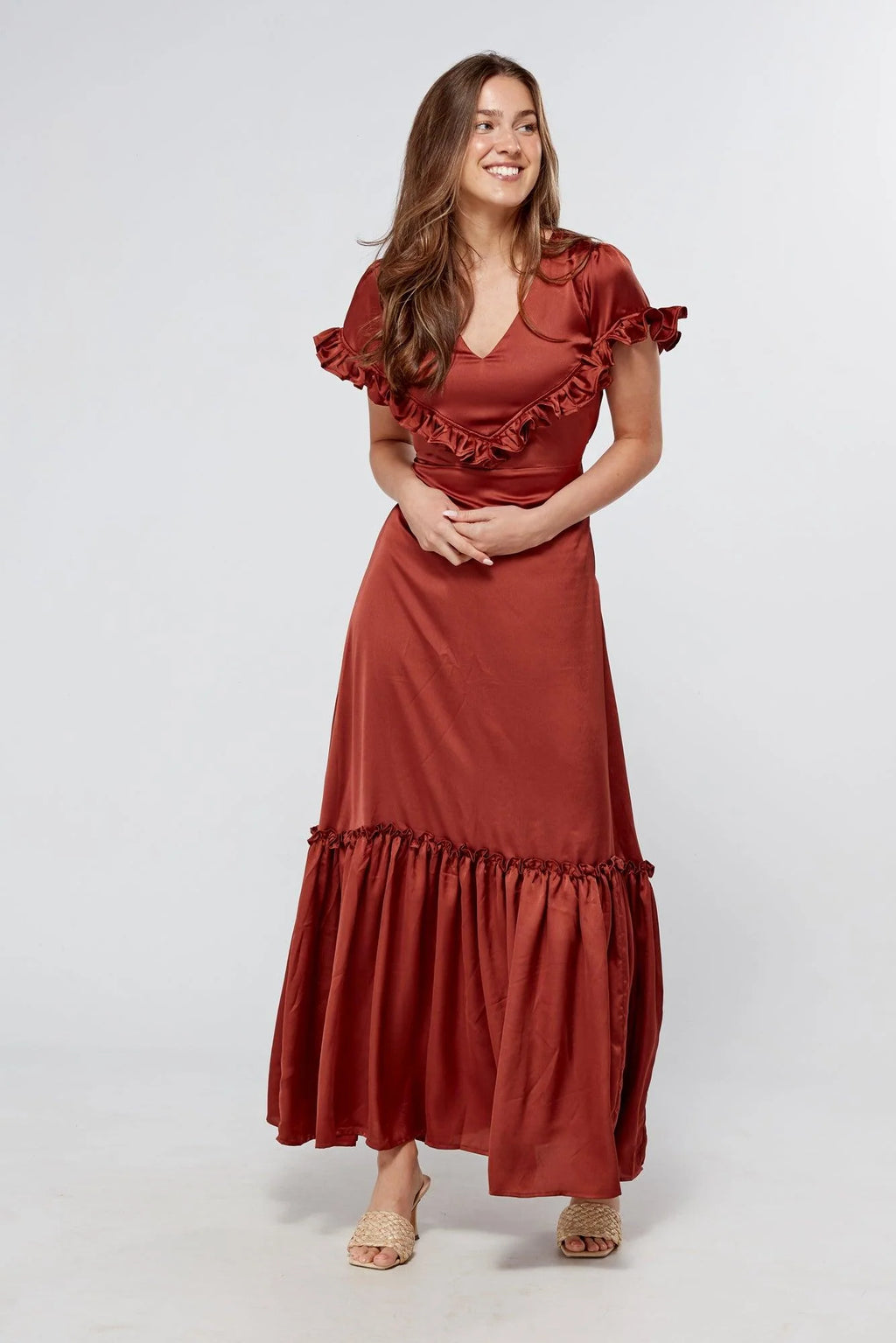 Safira Dark Copper Maxi Dress