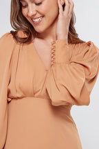 Pia Beige Georgette Mini Dress