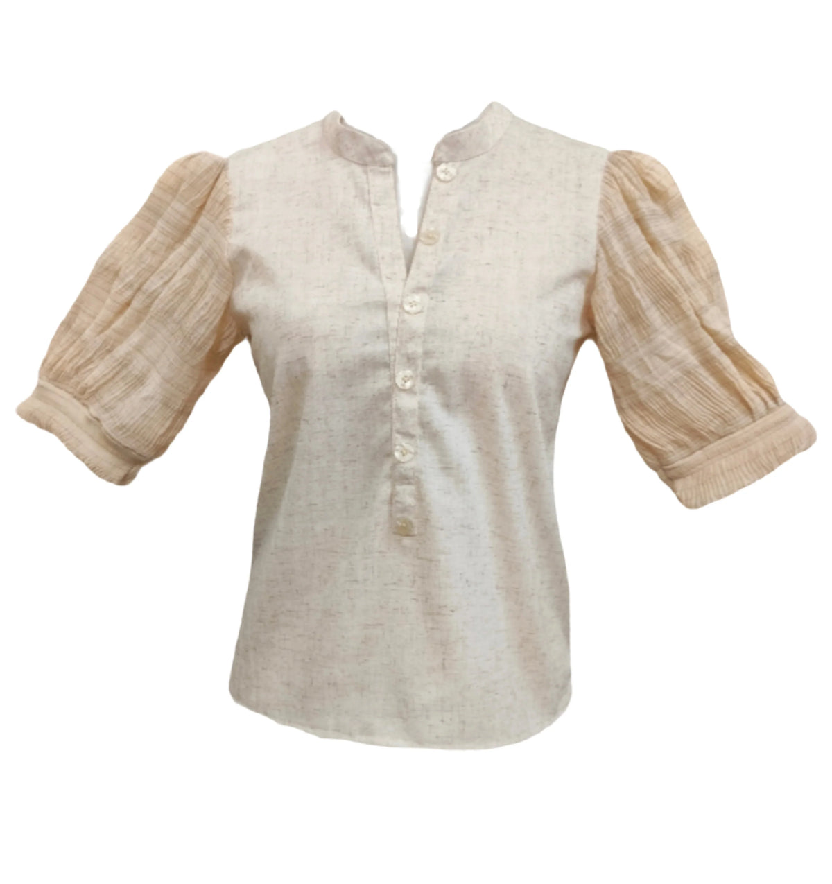 Demi light beige puff short sleeves top