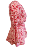 Bella pink floral front knotted top