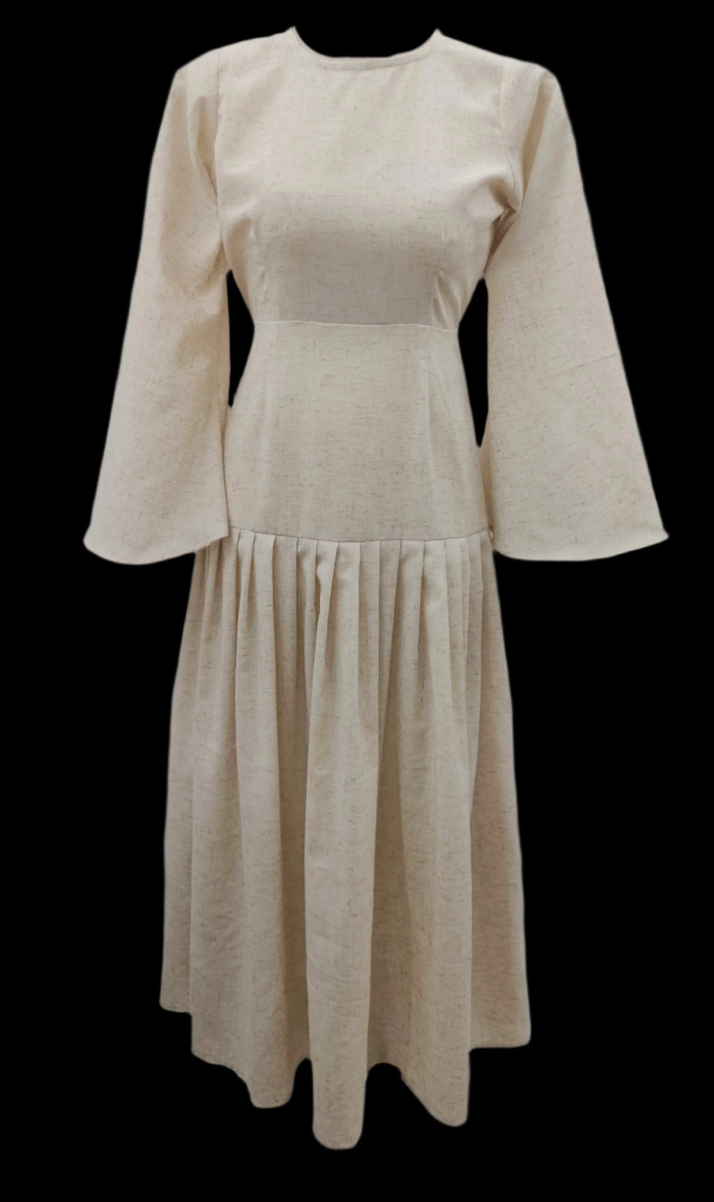 Edna Off White Maxi Dress With Black Belt
