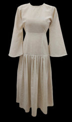 Edna Off White Maxi Dress With Black Belt