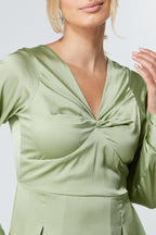 Delilah Olive Satin Maxi Dress