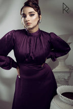 Emily Purple Satin Midi Dress