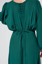 Essina Green Maxi Georgette With String Back And Round Waist Line