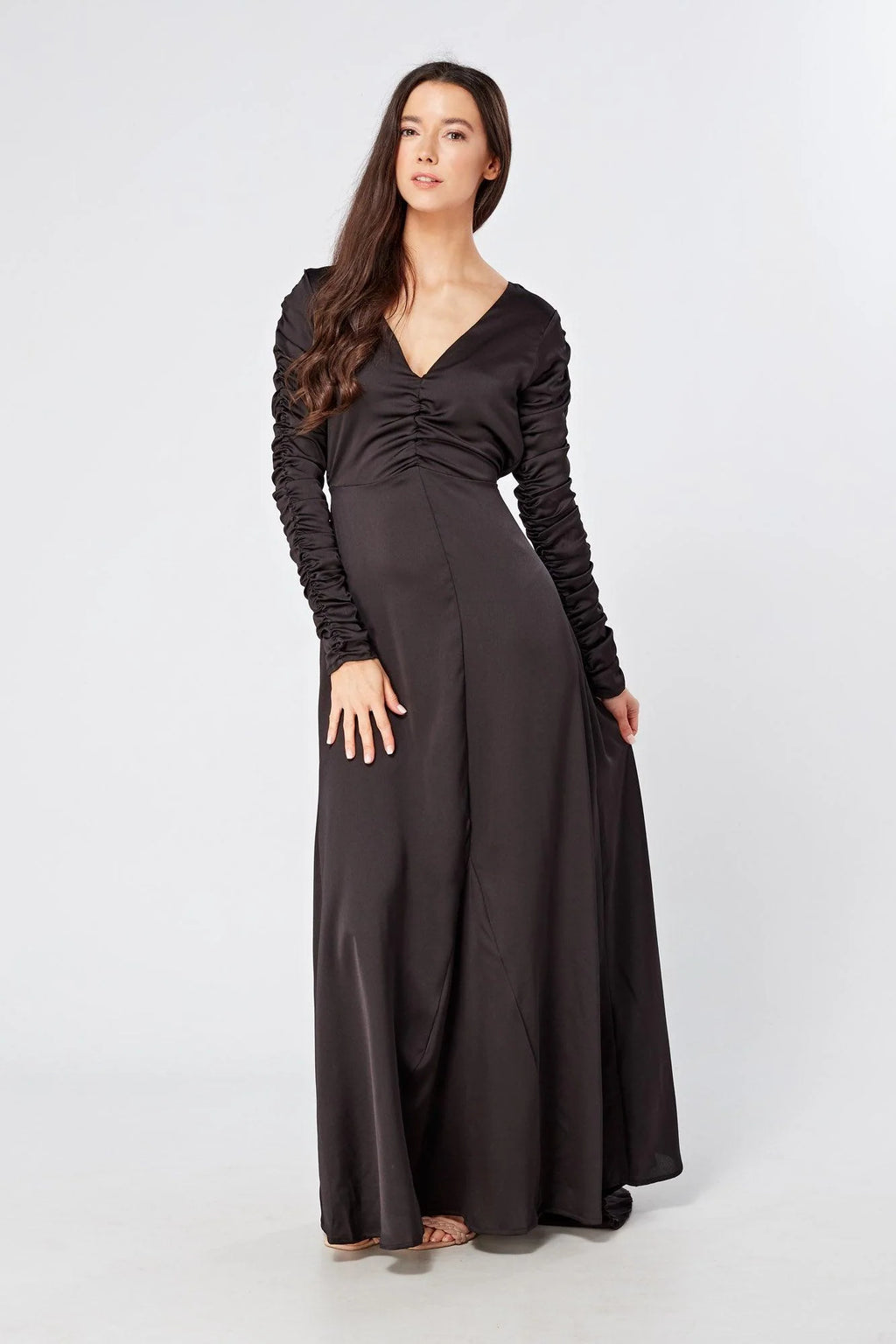 Ella Black Crepe Maxi Dress