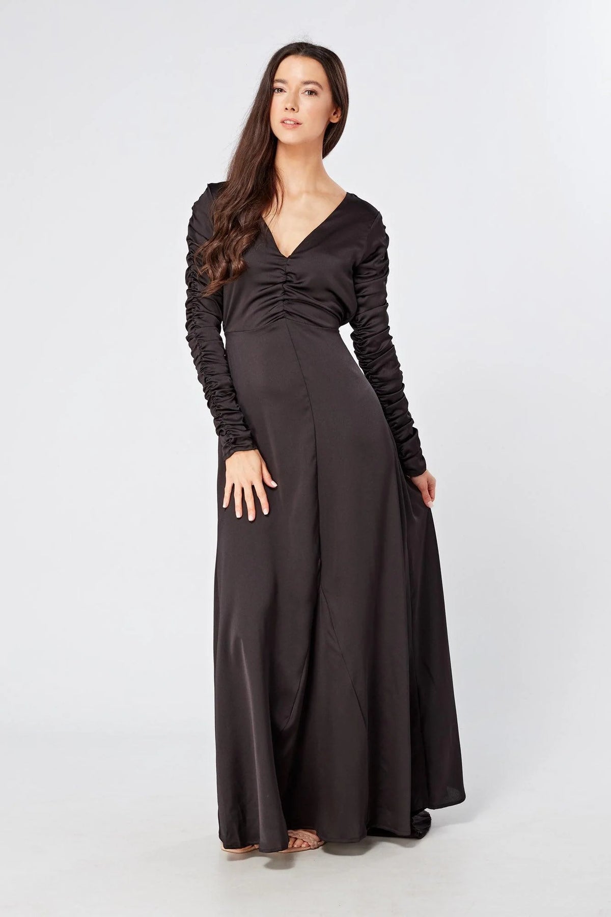 Ella Black Crepe Maxi Dress