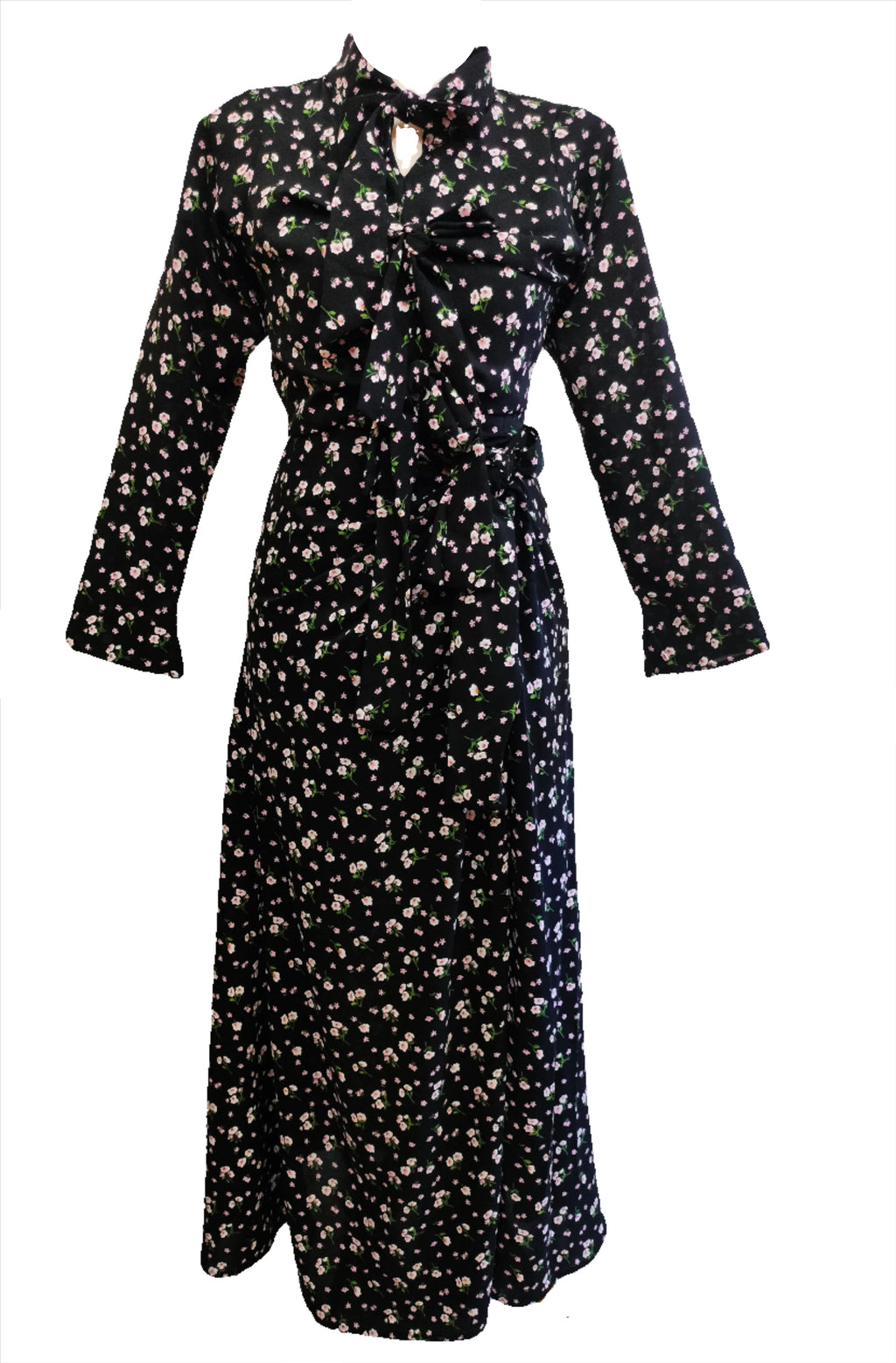 Priscilla black floral maxi dress