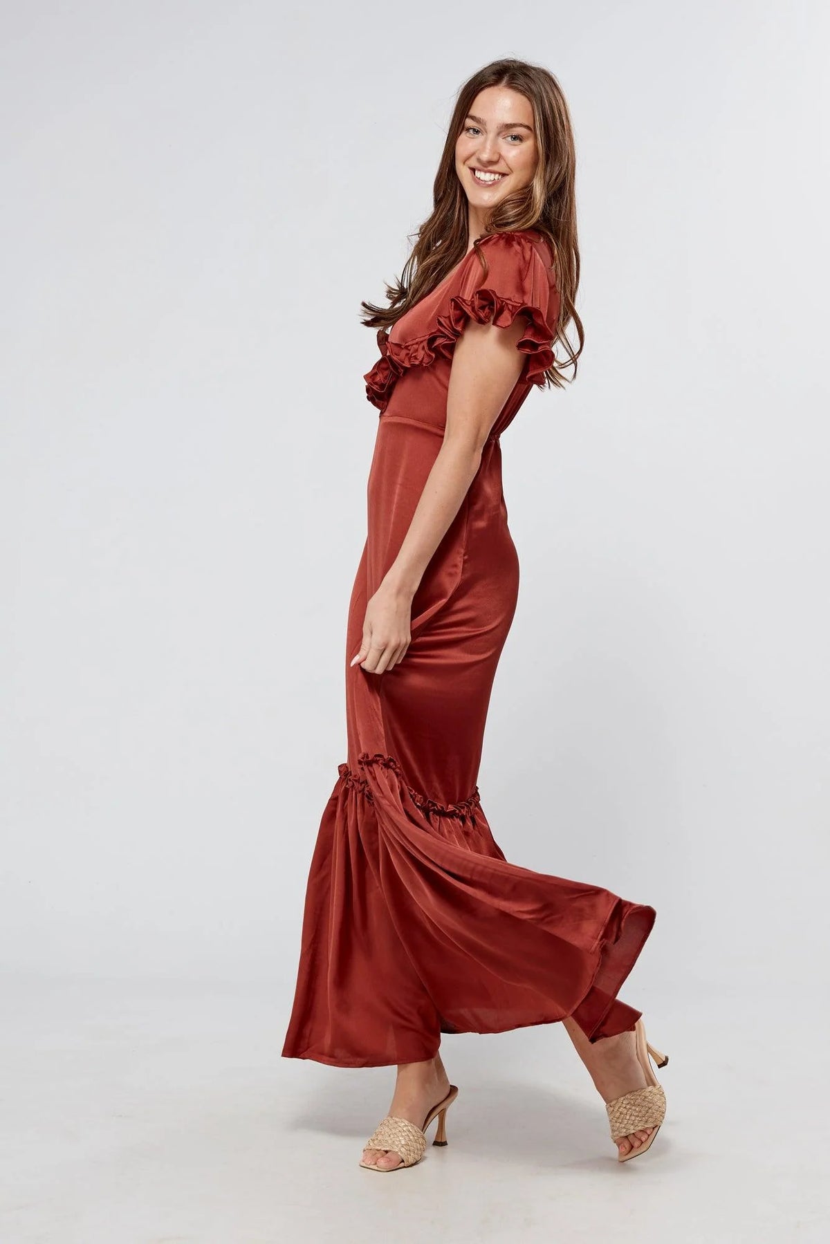 Safira Dark Copper Maxi Dress