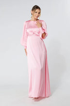 Lila Light Pink Knotted Front Crepe Maxi Dress