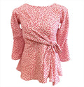 Bella pink floral front knotted top