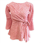 Bella pink floral front knotted top