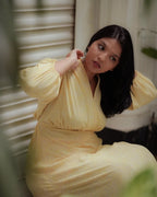 Fiona yellow midi dress