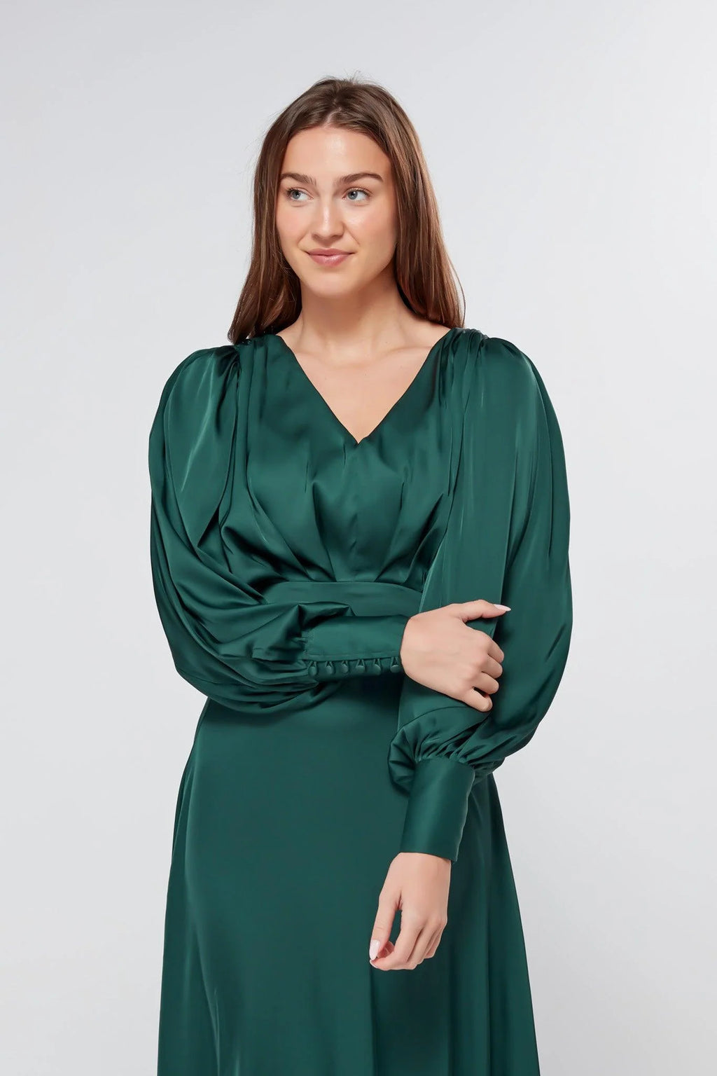Layla Emerald Green Satin Maxi Dress