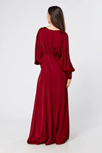 Norina Deep Red Satin Maxi Dress