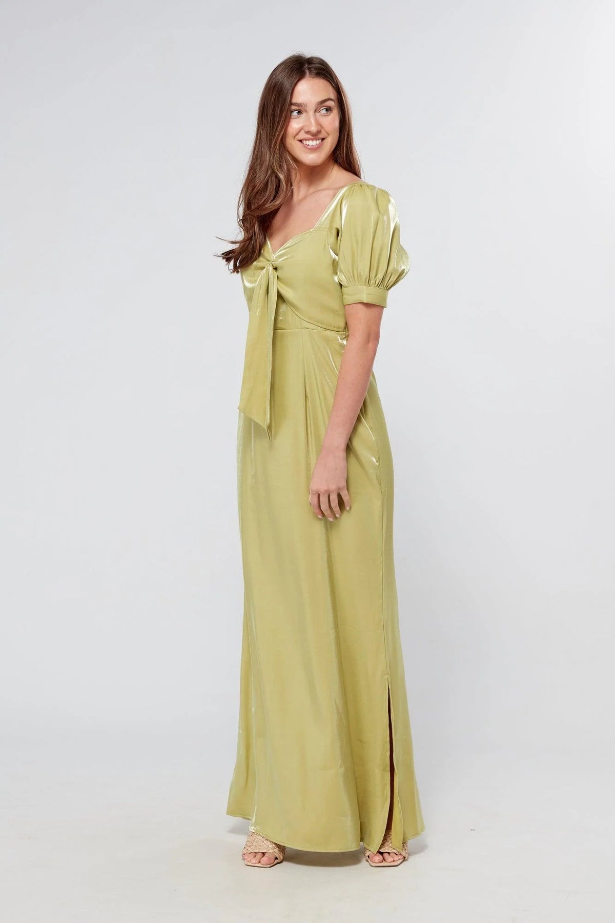 Messika Pistachio Shimmery Maxi Dress