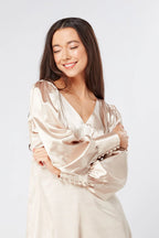 Gabriella Cream Satin Midi Dress