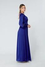 Delilah Cobalt Blue Satin Maxi Dress