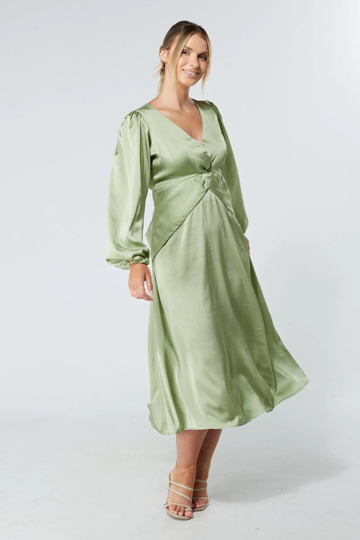 Calissa Olive Crepe Midaxi Dress