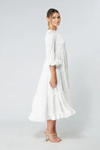 Gia White Tiered Maxi Dress